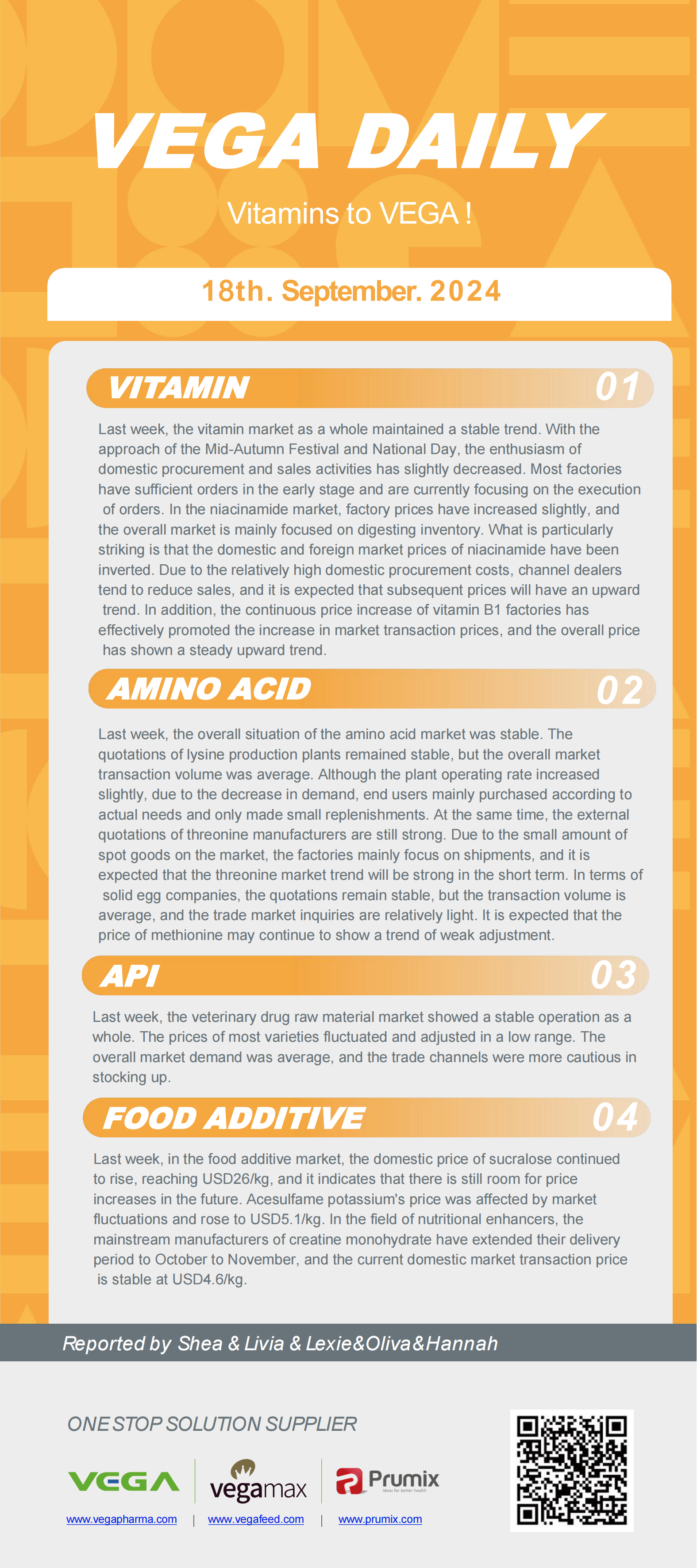 Vega Daily Dated on Sep 18th 2024 Vitamin Amino Acid APl Food Additives.png